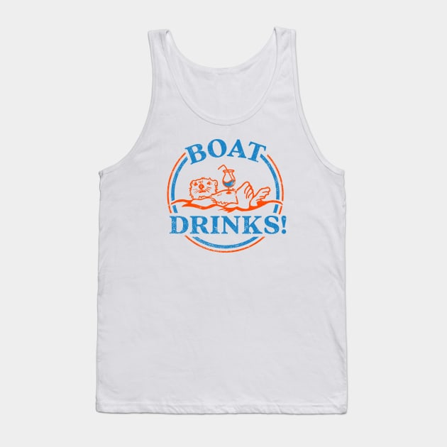 "Boat Drinks!" Cute & Funny Otter Drinking A Cocktail Tank Top by The Whiskey Ginger